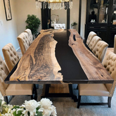 Luxury Black Walnut Epoxy River Conference Table  Live Edge Design for Boardroom or Dining